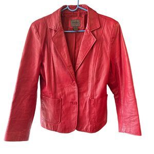 Vintage Red Leather Blazer